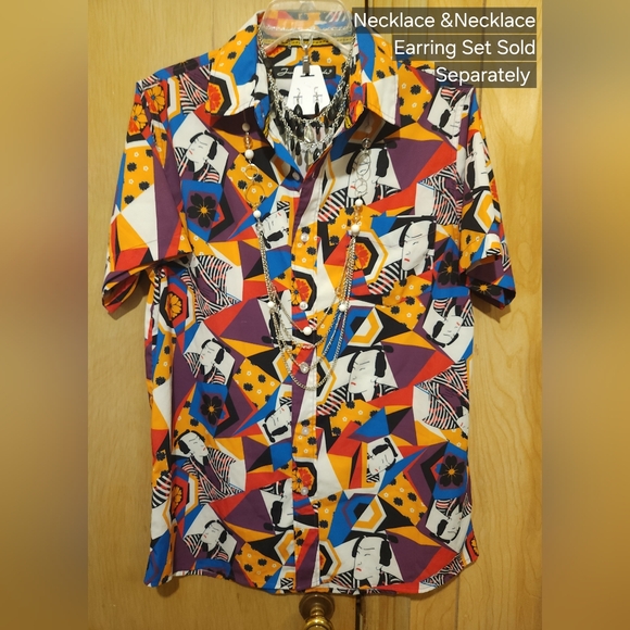 Just Attitude Mens Med Shirt Samari Grafic Design Button-down Womens L - Picture 6 of 10